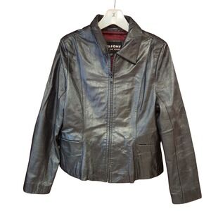 Vintage Wilson Womens Large Leather Jacket Black 90s Era